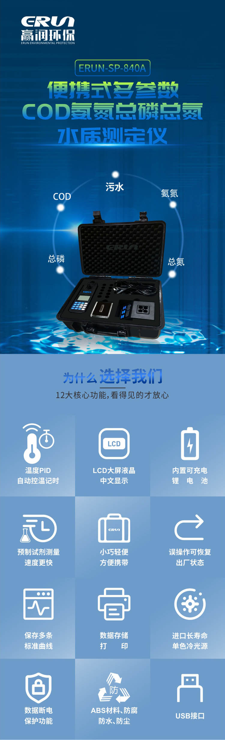 便攜式多參數(shù)COD、氨氮、總磷、總氮水質(zhì)測定儀